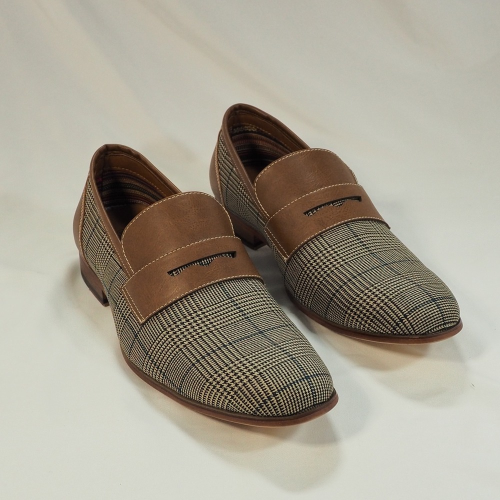 Ferro Aldo Sidney Penny Loafer Mens 10 Brown Plaid Patterened Casual Dress Shoe